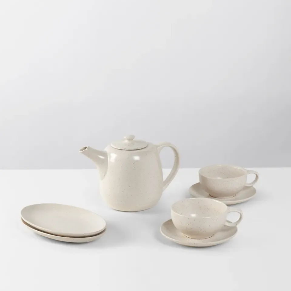 Broste Copenhagen Nordic Vanilla tea service for two, 5 pieces Beige New
