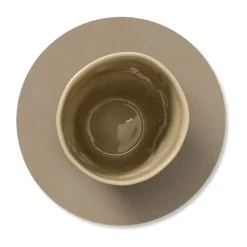LIND DNA Nupo coaster circle, Clay brown Beige Hot