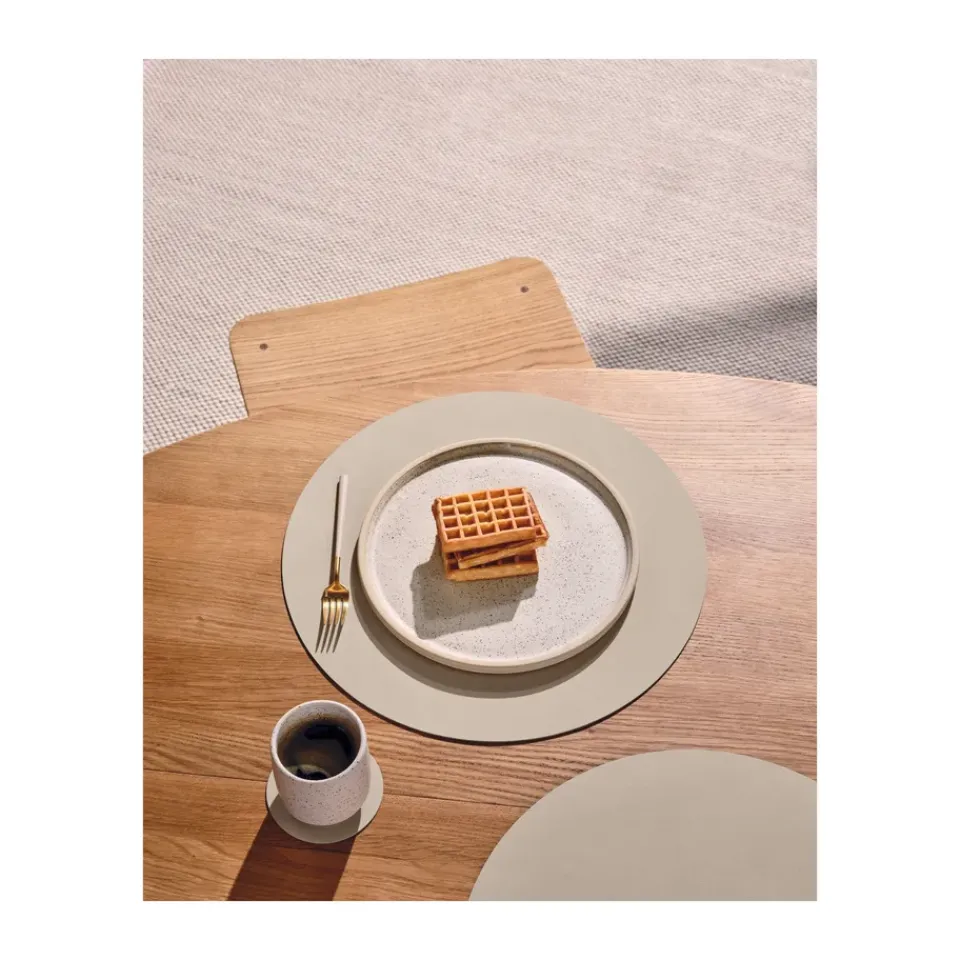 LIND DNA Nupo coaster circle, Linen Grey Clearance