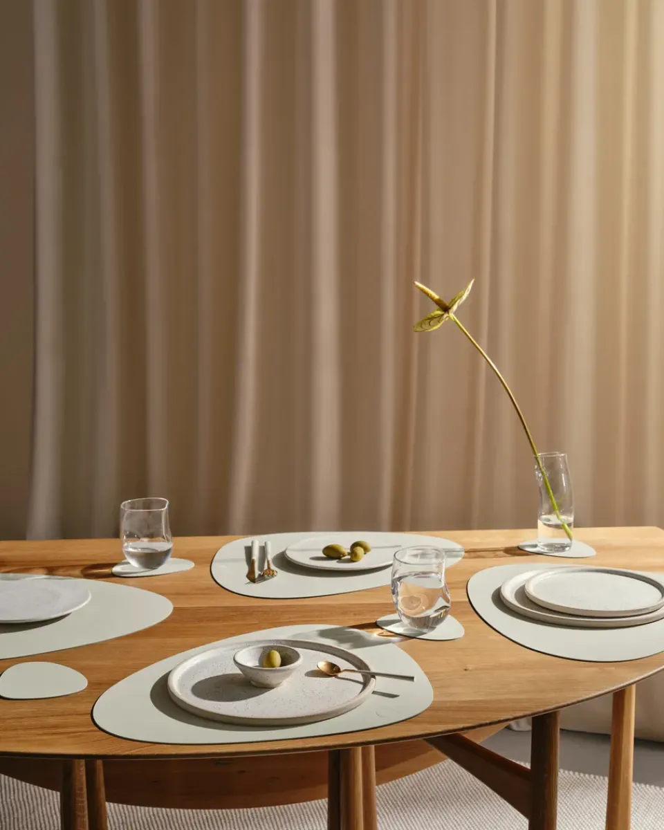 LIND DNA Nupo placemat reversible curve L 1 pc, Linen-Flint Grey Clearance