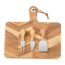 Dorre Ollie Cheese Tray herringbone pattern 4 pieces, FSC Acacia Brown Online