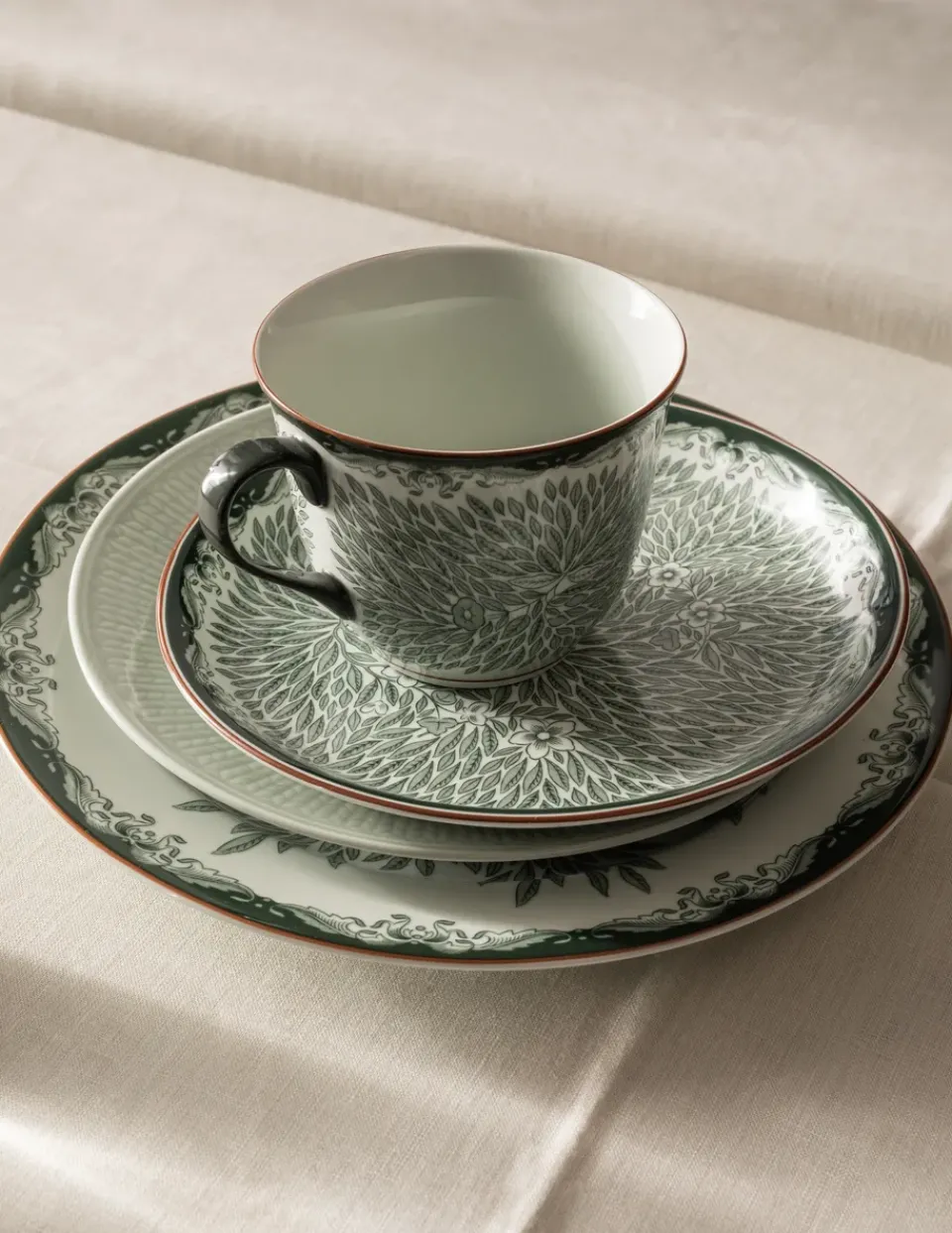 Rörstrand Ostindia Floris mug 40 cl and plate Ø20 cm, n Green New