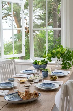 Rörstrand Ostindia Floris oval serving plate, 22x33 cm WhiteBlue New
