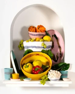 Serax Ottolenghi Feast salad bowl Ø27,5 cm, stripes-red Yellow Hot