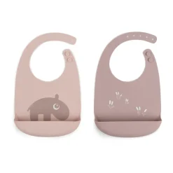 Done by deer Ozzo bib 2-pack, Powder Beige Best