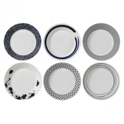 Royal Doulton Pacific deep plate 6 pieces, 22 cm GreyWhite Discount