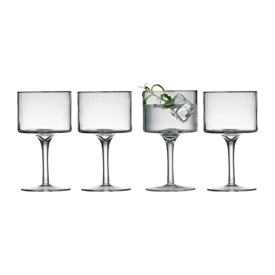 Lyngby Glas Palermo Gold gin & tonic glass 32 cl 4-pack, Clear-gold TransparentGold-coloured Hot
