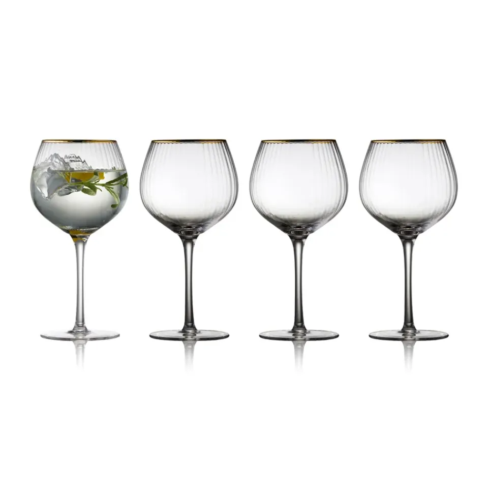 Lyngby Glas Palermo Gold gin & tonic glass 65 cl 4-pack, Clear-gold TransparentGold-coloured New