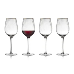 Lyngby Glas Palermo Gold red wine glass 40 cl 4-pack, Clear-gold TransparentGold-coloured Outlet