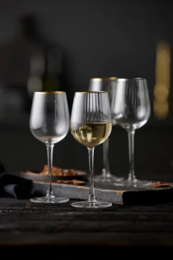 Lyngby Glas Palermo Gold white wine glass 30 cl 4-pack, Clear-gold TransparentGold-coloured Outlet