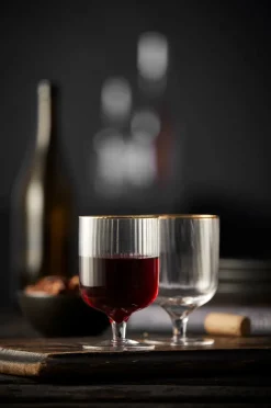 Lyngby Glas Palermo Gold wine glass 30 cl 4-pack, Clear-gold TransparentGold-coloured Discount