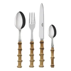 SABRE Paris Panda cutlery 24 pieces, Stainless steel-bamboo Silver-colouredBeige Best
