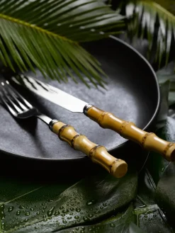 SABRE Paris Panda cutlery 24 pieces, Stainless steel-bamboo Silver-colouredBeige Best