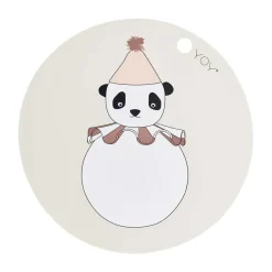 OYOY Panda Pompom placemat Ø39 cm, Off-white BeigeWhite Sale