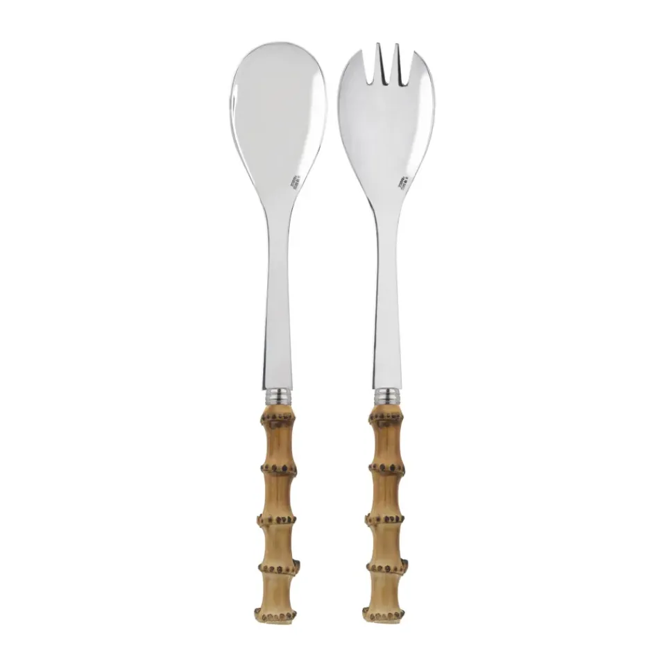 SABRE Paris Panda salad servers, 2 pieces, Bamboo light Brown New