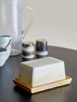 Bloomingville Paula butter dish 11.5x17.5 cm, Nature White Clearance