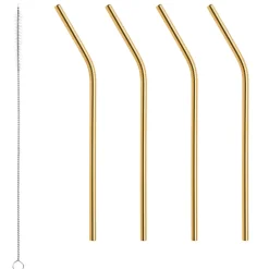 Orrefors Peak metal straws 4-pack, Brass Gold-coloured Outlet
