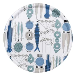 Almedahls Picknick tray Ø38 cm, Blue-beige BlueBeige New