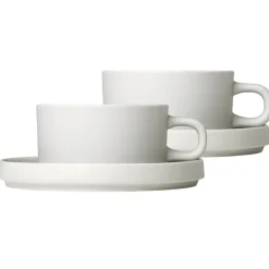 Blomus Pilar mug with saucer 2-pack, Moonbeam Beige