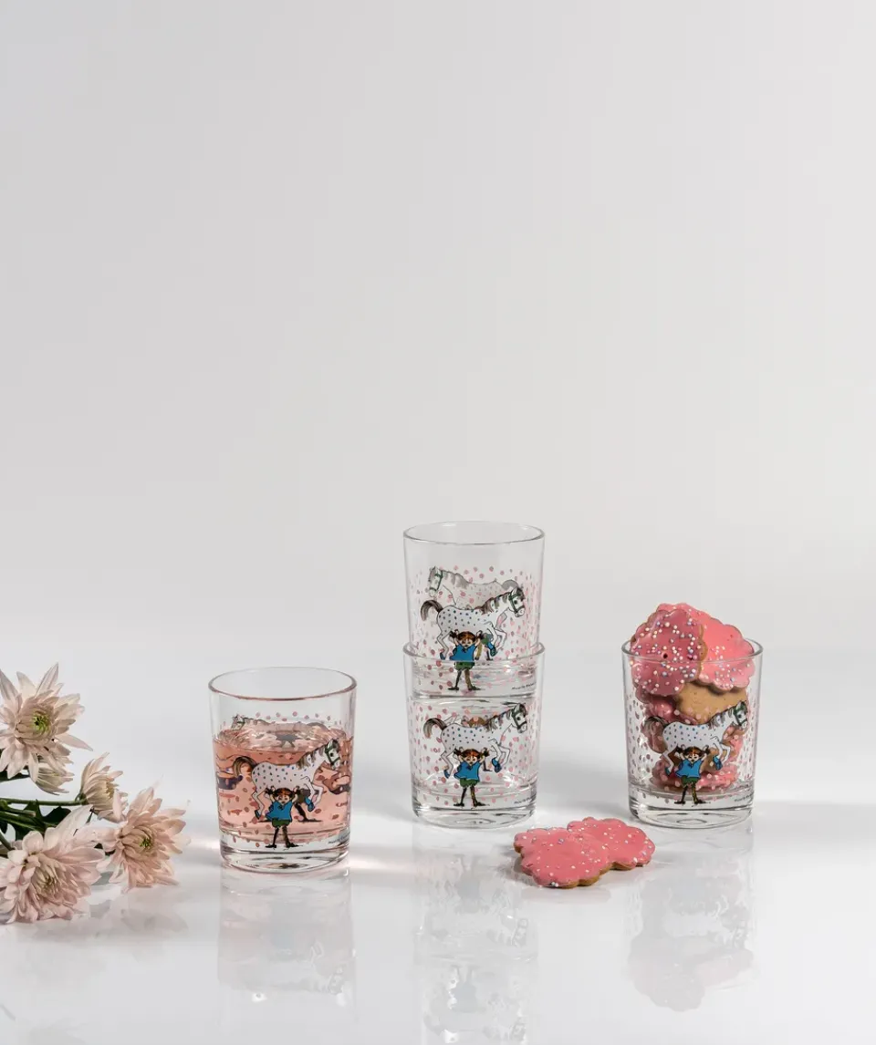 Muurla Pippi & Lilla Gubben drinking glass 20 cl, Multi MultiTransparent