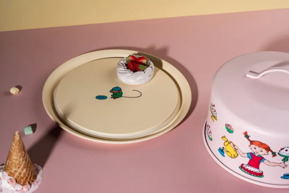 Muurla Pippi cake stand with dome, Birthday Pink Hot