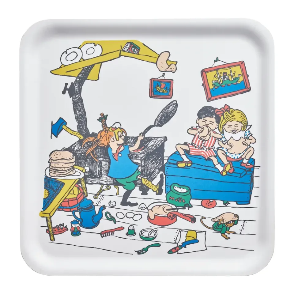 Muurla Pippi tray 33x33 cm, Pancakes White Clearance
