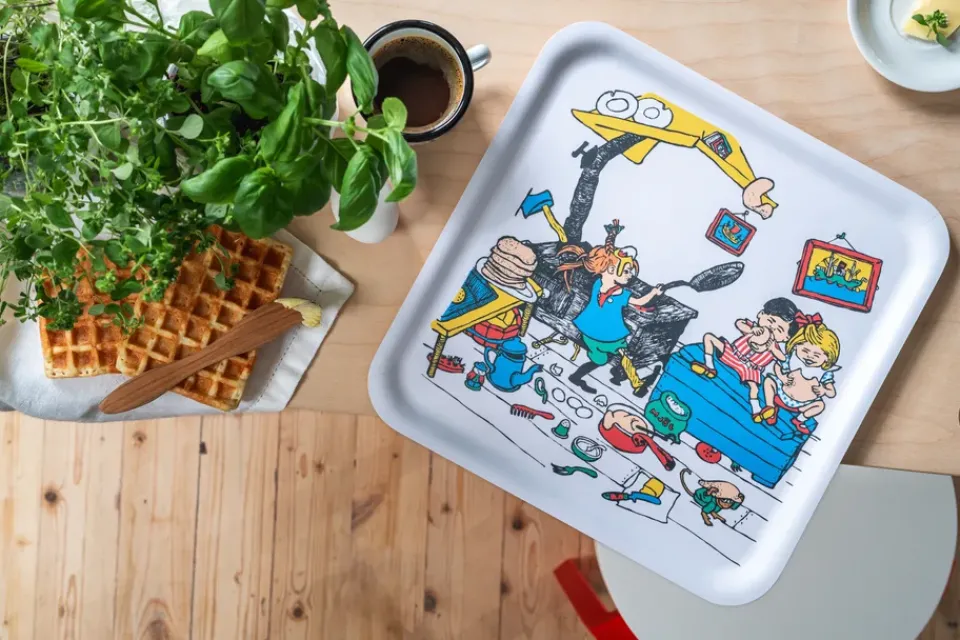Muurla Pippi tray 33x33 cm, Pancakes White Clearance