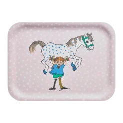 Muurla Pippi tray 20x27 cm, Pippi and the Horse Pink Best