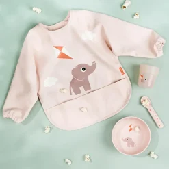 Done by deer Playground bib with sleeve, Powder Beige Best