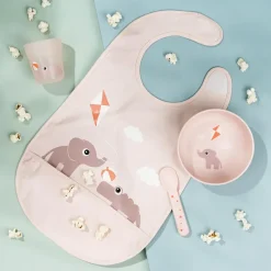 Done by deer Playground bib with velcro, Powder Beige Best