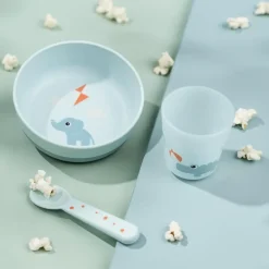 Done by deer Playground foodie first meal serving set 3 pieces, Blue New