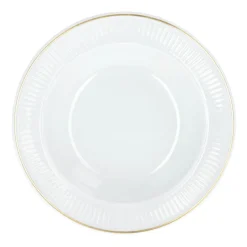 Pillivuyt Plissé deep plate with gold edge Ø22 cm, White WhiteGold-coloured Best