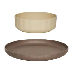 OYOY Pullo plate & bowl 2 pieces, Taupe-vanilla BrownBeige Hot