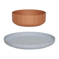 OYOY Pullo plate & bowl 2 pieces, Caramel-ice blue PinkBlue Best