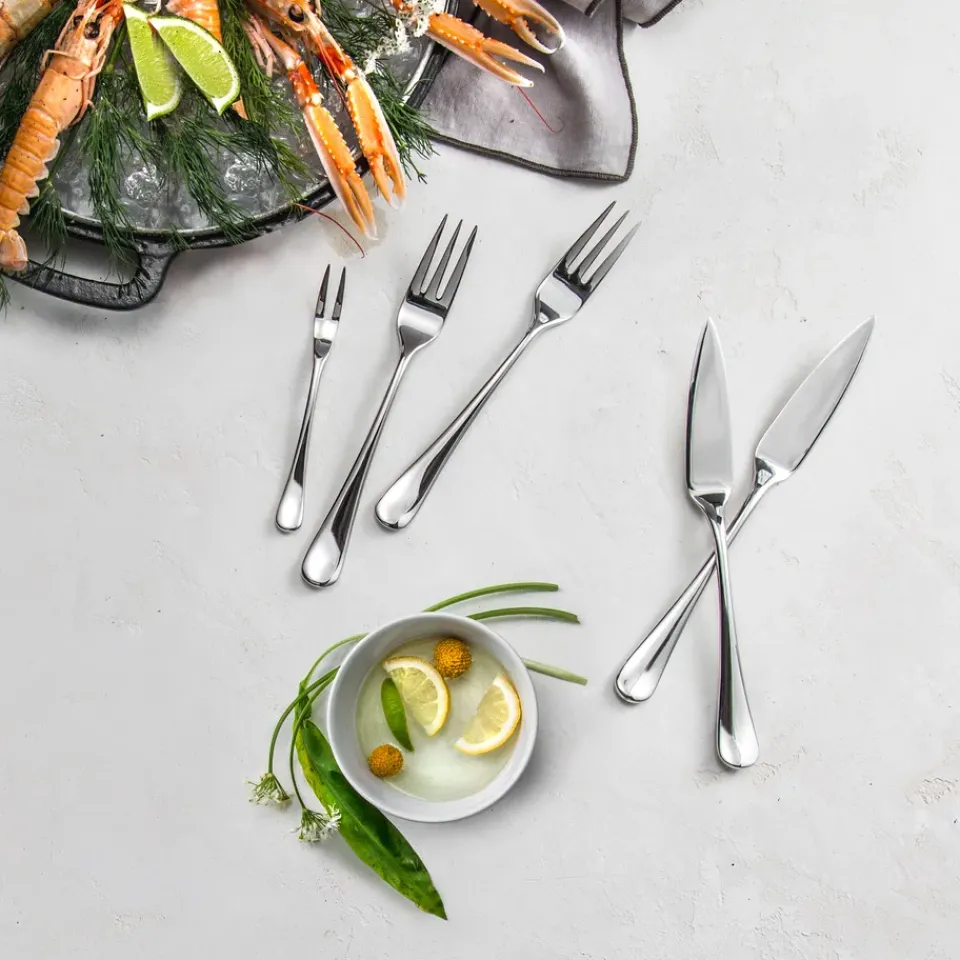 Robert Welch Radford snail fork mirror, Stainless steel Silver-coloured Hot