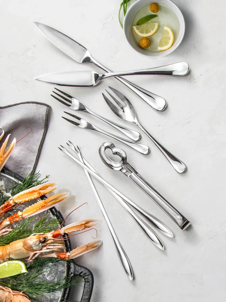 Robert Welch Radford snail fork mirror, Stainless steel Silver-coloured Hot