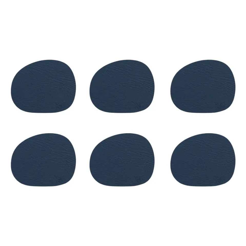 Aida Raw coaster leather 6-pack, Dark Blue Sale