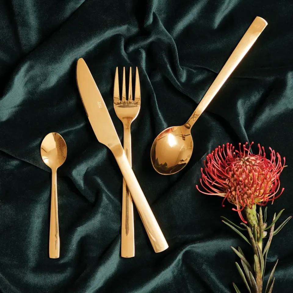 Aida Raw cutlery set 48 pieces, Gold Gold-coloured Hot