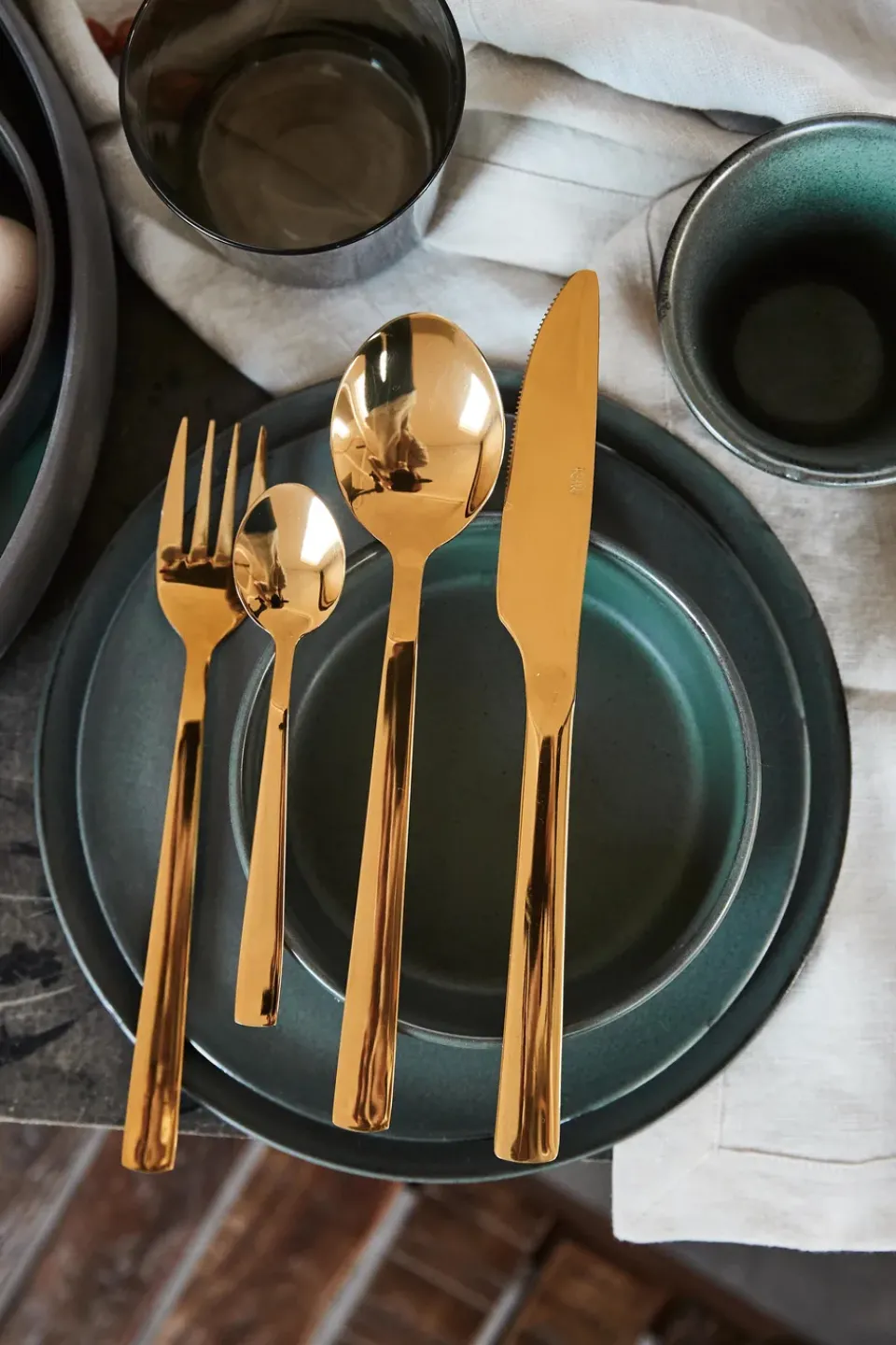 Aida Raw cutlery set 48 pieces, Gold Gold-coloured Hot