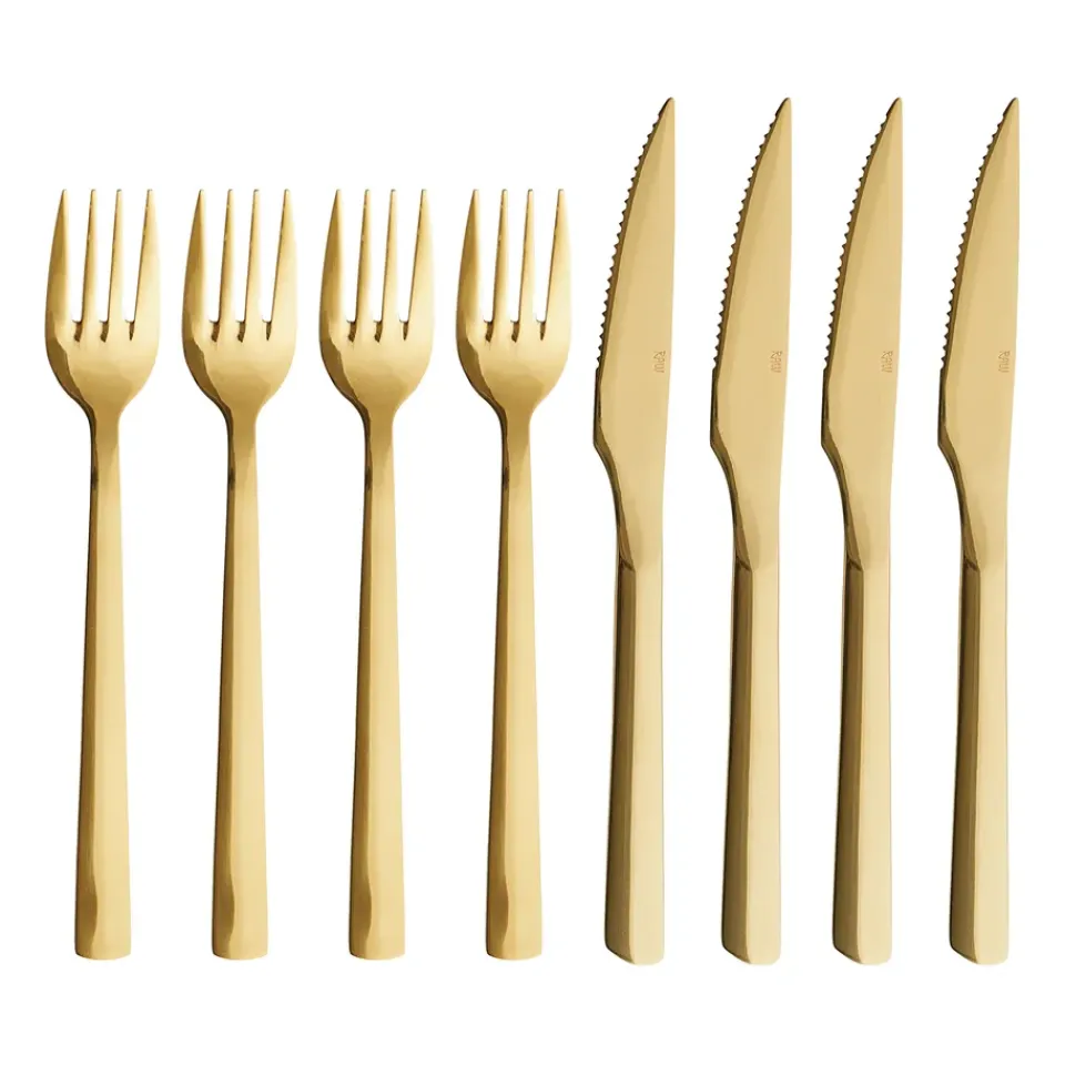 Aida Raw grill cutlery 8 pieces, Gold Gold-coloured New