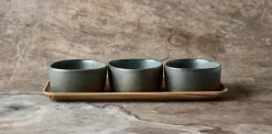 Aida Raw Organic bowl set with wooden tray, Northern Green Outlet