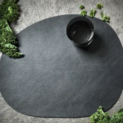 Aida Raw placemat leather, buffalo Black Sale