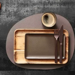 Aida Raw placemat leather, Dusty rose buffalo Grey Online