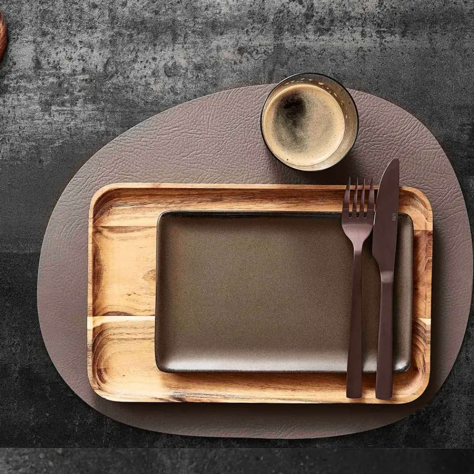 Aida Raw placemat leather, Dusty rose buffalo Grey Online