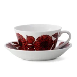 Gustavsbergs Porslinsfabrik Röd Aster tea set, tea cup + saucer RedWhite Online