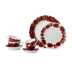 Gustavsbergs Porslinsfabrik Röd Aster tea set, tea cup + saucer RedWhite Online