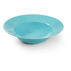 Lyngby Porcelæn Rhombe deep plate Ø24.5 cm, Turquoise Online