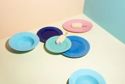 Lyngby Porcelæn Rhombe deep plate Ø24.5 cm, Turquoise Online