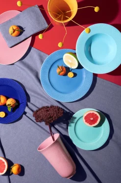 Lyngby Porcelæn Rhombe deep plate Ø24.5 cm, Turquoise Online
