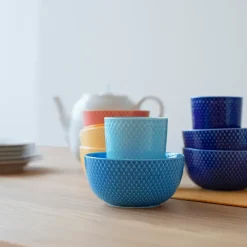 Lyngby Porcelæn Rhombe mug without handle 33 cl, Turquoise Blue Best